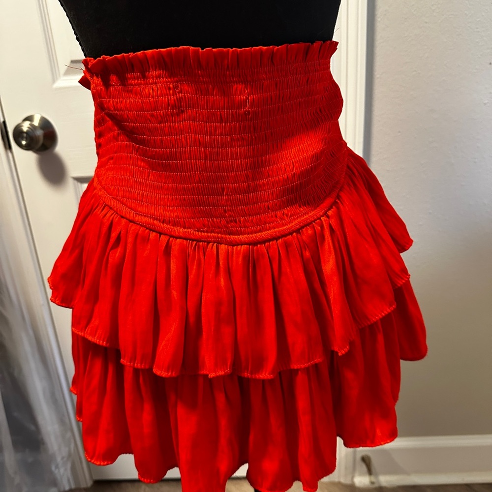 Mustard Seed Vibrant Red Mini Skirt